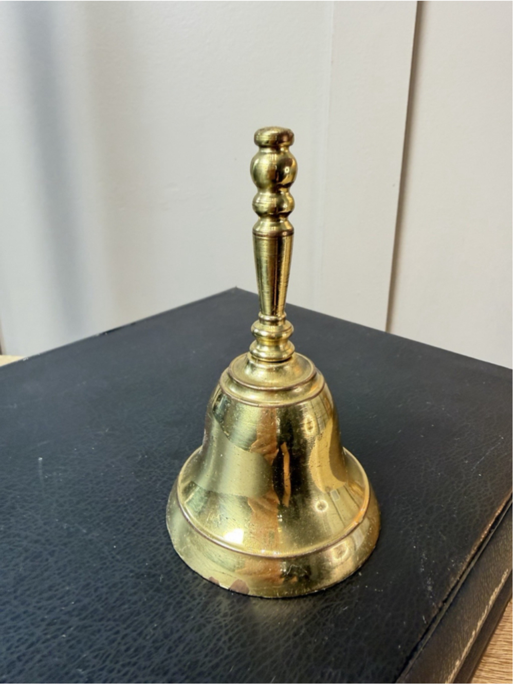 Vintage Solid Brass Hand Bell Butler Service Dinner School Desk Bell 4.5”